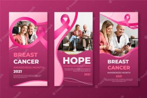 Gradient breast cancer awareness month instagram stories collection