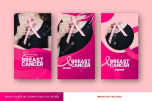 Gradient breast cancer awareness month instagram stories template