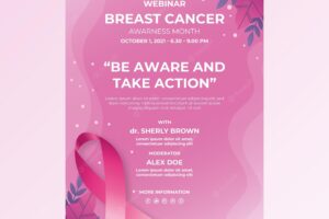 Gradient breast cancer awareness month vertical poster template