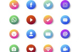 Gradient bullet point and social media icon collection
