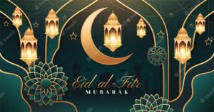 Gradient eid al-fitr social media post template