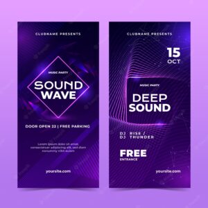 Gradient electronic music vertical banner