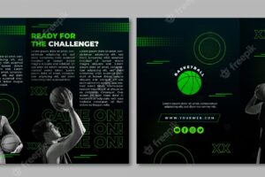 Gradient halftone basketball brochure template