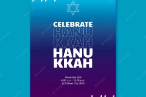 Gradient hanukkah party invitation