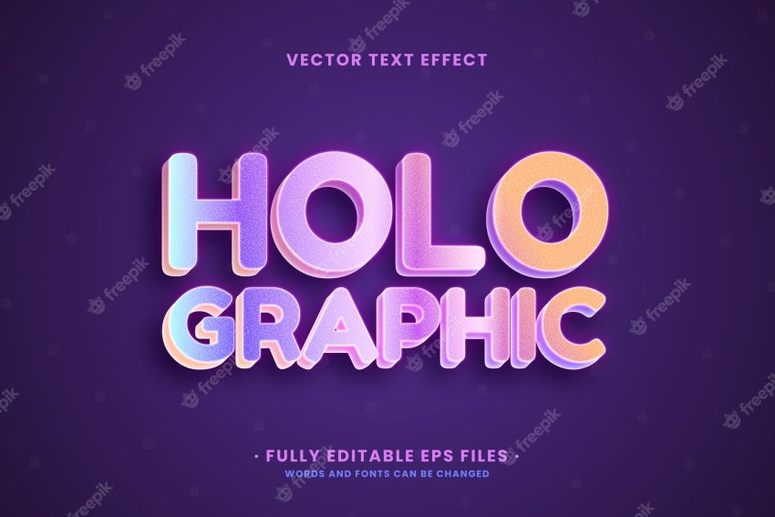 Gradient holographic text effect