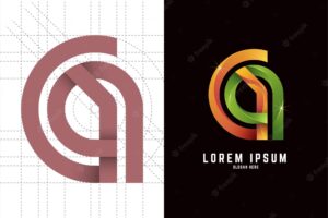 Gradient initial ga or gq letter logo template design
