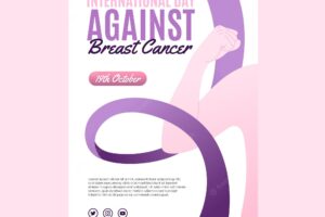 Gradient international day against breast cancer vertical flyer template