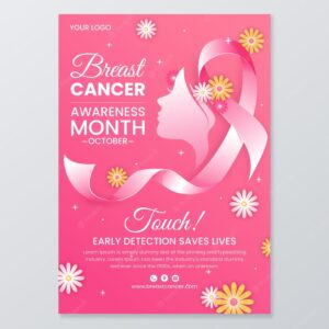 Gradient international day against breast cancer vertical flyer template