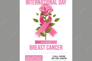 Gradient international day against breast cancer vertical flyer template