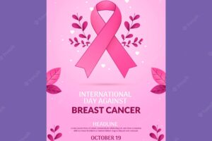 Gradient international day against breast cancer vertical poster template