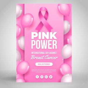 Gradient international day against breast cancer vertical poster template