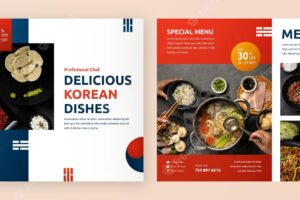 Gradient traditional korean food brochure template