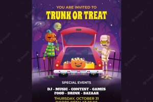 Gradient trunk or treat vertical poster template