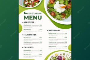 Gradient vegetarian food menu template