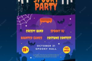 Gradient vertical halloween party flyer template