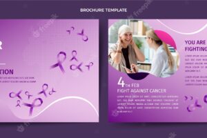 Gradient world cancer day brochure template