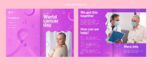 Gradient world cancer day brochure template
