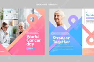 Gradient world cancer day business brochure template