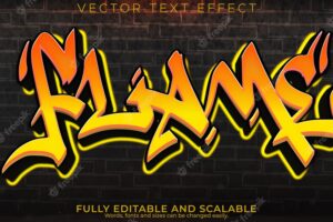 Graffiti flame text effect editable spray and street text style