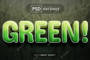 Green 3d text effect editable