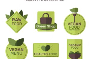 Green vegan restaurant logos