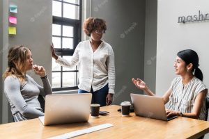 Group of diverse women having a business meeting
