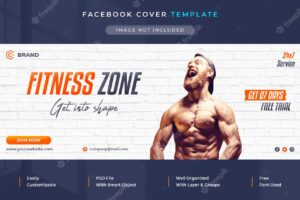 Gym and fitness promotional facebook cover and web banner template