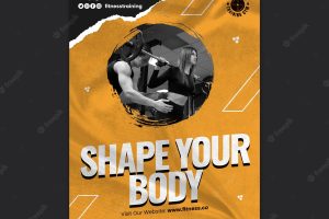Gym and fitness vertical poster template