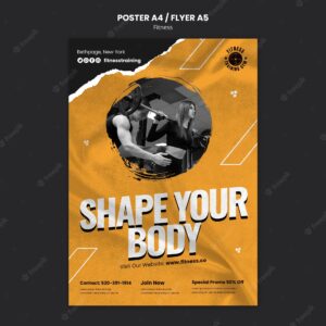 Gym and fitness vertical poster template