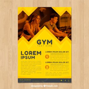Gym flyer template in flat style