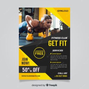 Gym flyer template with photo