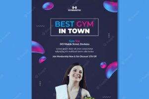 Gym poster template with photo