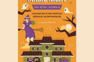Halloween celebration flat design vertical poster template