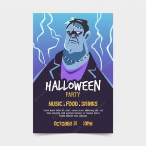 Halloween party poster in flat design