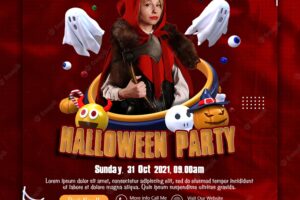 Halloween party social media banner template premium psd