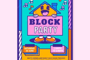 Hand drawn block party flyer template