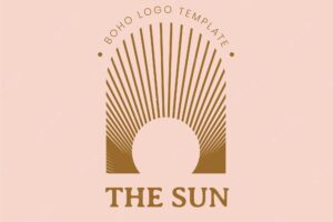 Hand drawn boho sun logo