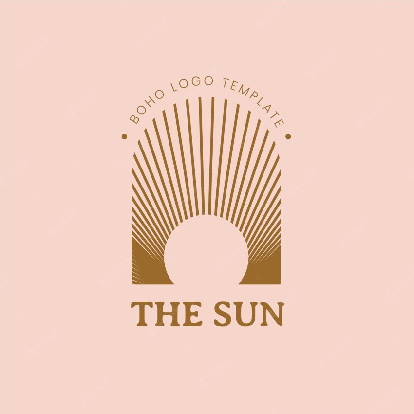 Hand drawn boho sun logo