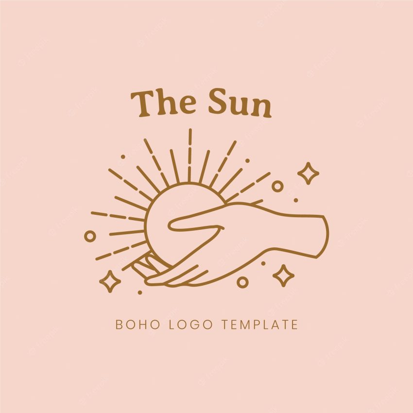 Hand drawn boho sun logo