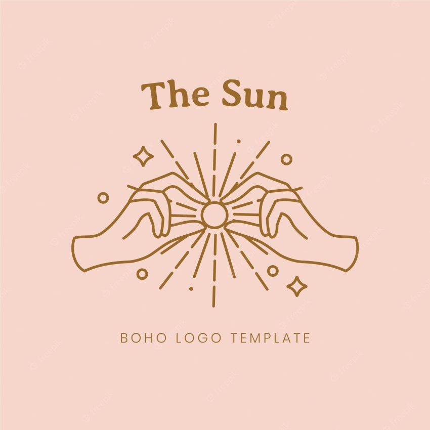 Hand drawn boho sun logo