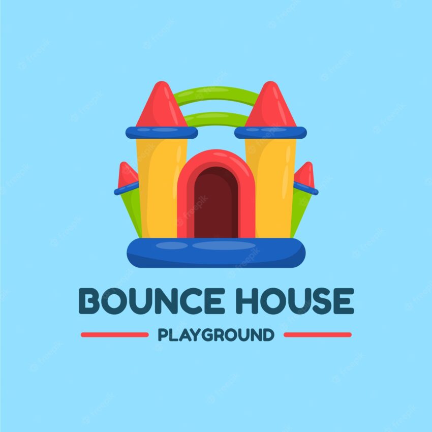 Hand drawn bounce house logo template