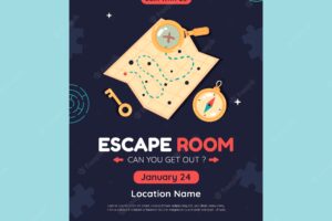 Hand drawn escape room invitation