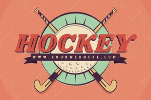 Hand drawn field hockey logo template