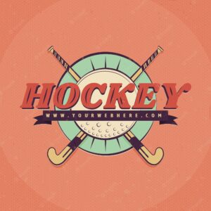 Hand drawn field hockey logo template