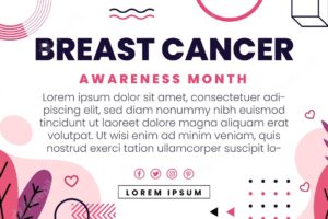Hand drawn flat breast cancer awareness month social media cover template