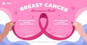 Hand drawn flat breast cancer awareness month social media post template