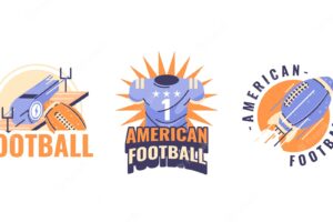 Hand drawn flat design american football logo