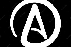 Hand drawn flat design atheism logo template