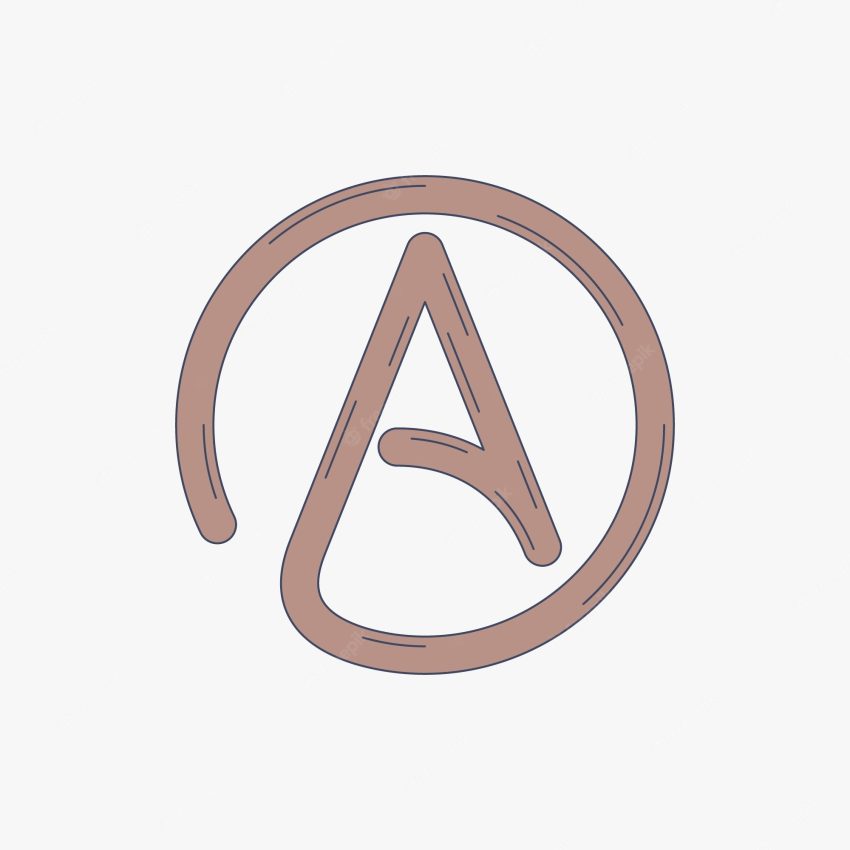 Hand drawn flat design atheism logo