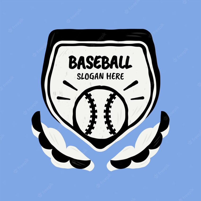 Hand drawn flat design baseball logo